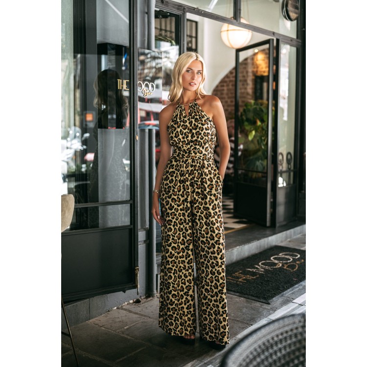 Ολόσωμη Φόρμα με Animal Print - Μπέζ Ολόσωμη Φόρμα με Animal Print - Μπέζ